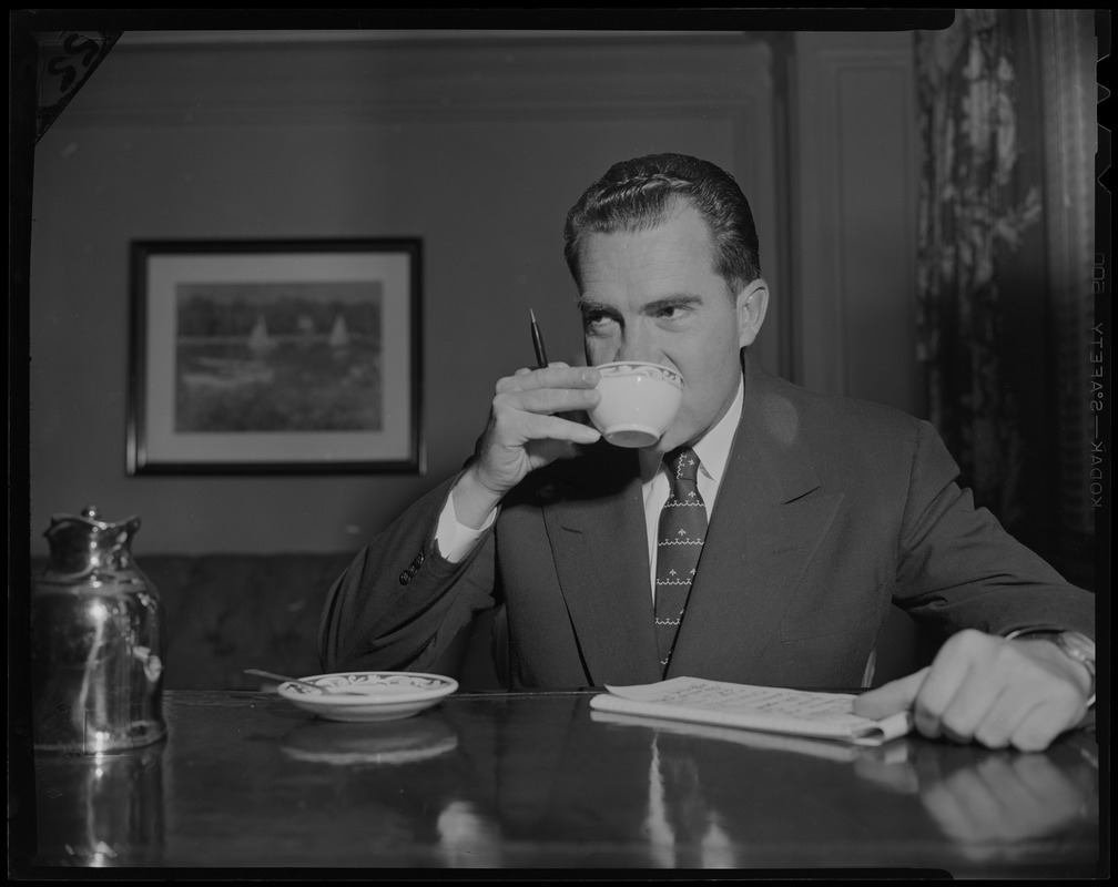 Richard Nixon having a nice cuppa